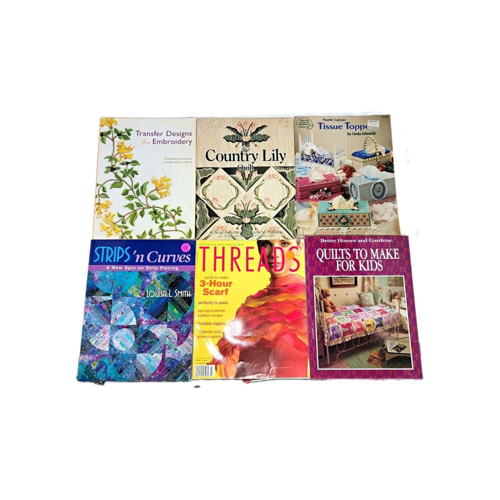 Mega Lot 8 Craft Books Quilting Dot To Dot Strips n Curves Knitting Threads Kids